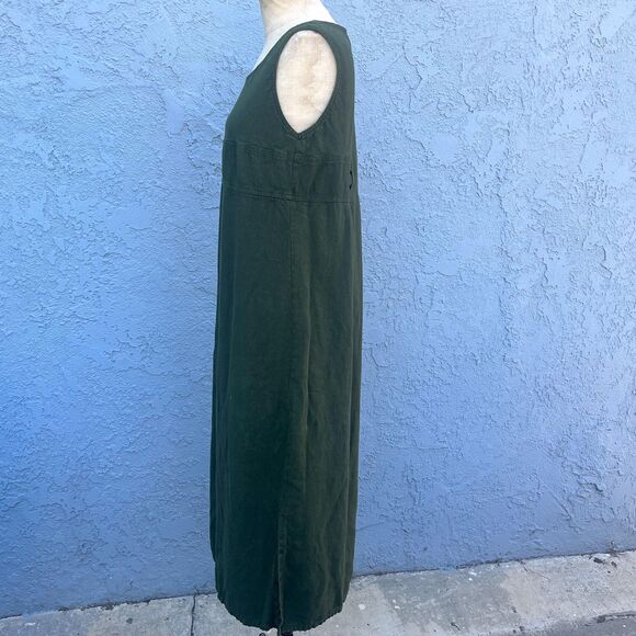 Vintage 90s Maxi Dress Cotton Size Small Dark Green - Picture 7 of 12